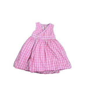 Reversible Pink Plaid & Floral Sleeveless Toddler Dress Size 4T Cotton Blend Gir